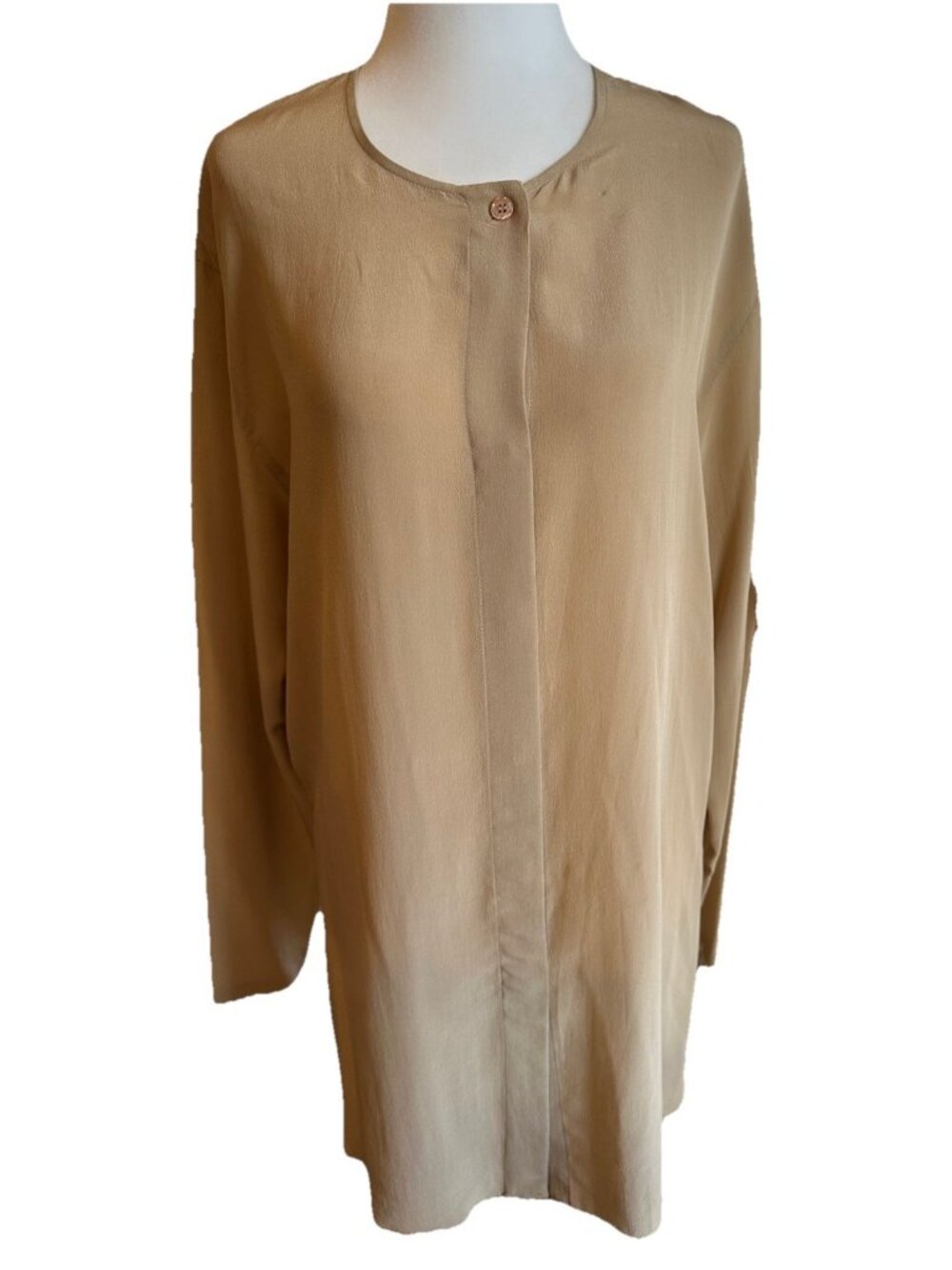 Vintage Daniel Field 💯 Silk Blouse Toffee Button Up Size M 10/12